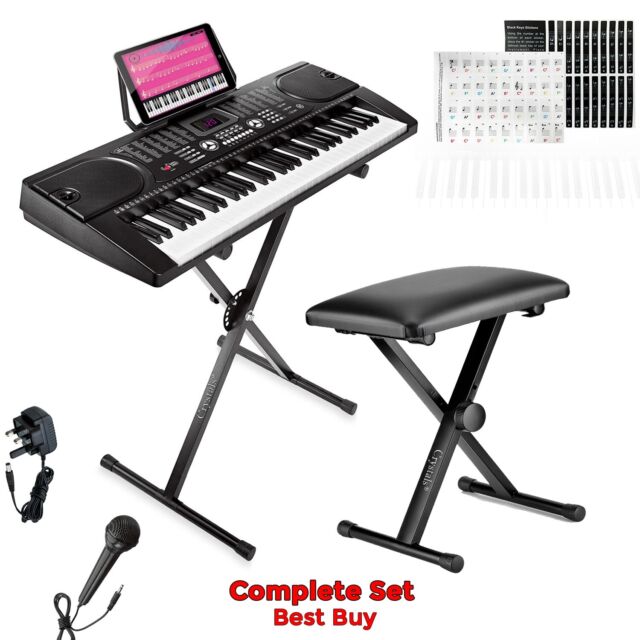 61 Keys Electronic Keyboard Digital Music Piano Microphone Stand & Chair 61 Keys Electronic Keyboard Digital Music Piano Microphone Stand & Chair