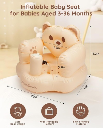 Blow up Baby Stuhl integrierte Pumpe für Kleinkinder ab 3 Monaten, weiches Stützkissen - Bild 6 von 8