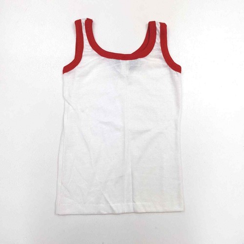 Vintage Dee Cee Rappers Tank Top Boys Sz 6 White Red Ringer 80s Basic Classic