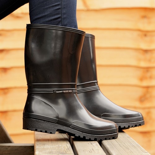 Nuevas Botas Wellington Negras Damas Impermeables Lluvia Wellies Jardinería Botas para Caminar - Imagen 3 de 9