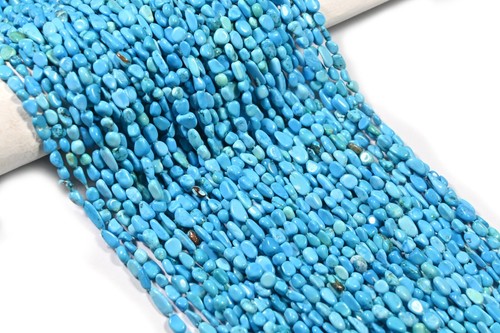 AAA+ Natural Turquoise Gemstone Smooth Nugget Loose Beads 12" Stand For Jewelry - Picture 2 of 10