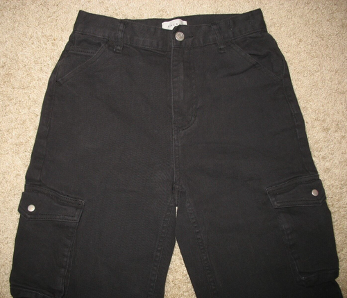 PacSun Stretch Dad Jean Black Demin Cargo Pockets Womens size 25 EUC - Picture 2 of 4
