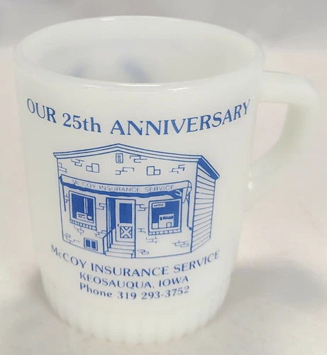 Vintage Fire King Coffee Cup Mug Anchor Hocking Keosauqua, Iowa Advertising 1979