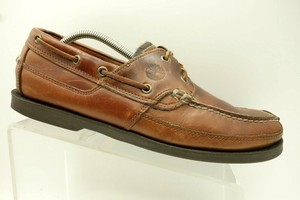 Timberland-Brown-Leather-Lace-Up-Boat-Deck-Loafers-Shoes-Men-039-s-10-5-M