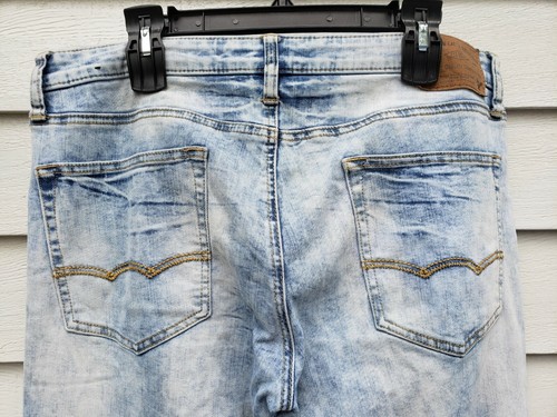 American eagle jeans sz 34x30 slim straight active flex acid wash 80s style punk - Picture 3 of 7
