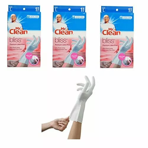 Mr. Clean 243034 Bliss Premium Latex free Gloves Large 3 Pairs