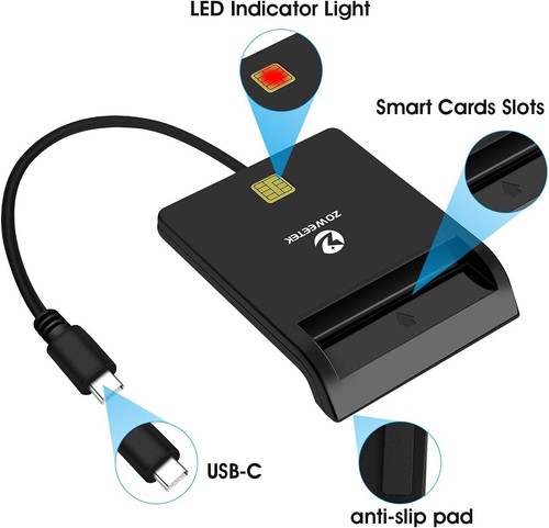 Lecteur de carte d'identité type C, carte à puce pour conducteurs, compteur de vitesse et carte numérique, Windows - Photo 2/8