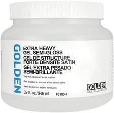 Extra Heavy Gel Semi-Gloss by GOLDEN, 32 Fl. Oz. Jar, Professional Acrylic Gel M