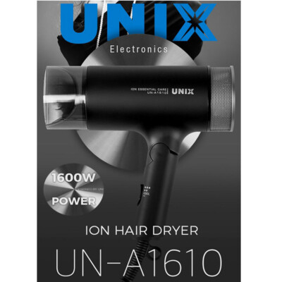 UNIX] UN-A1610 Metal Matte Black Ion Hair Dryer 220V 60Hz