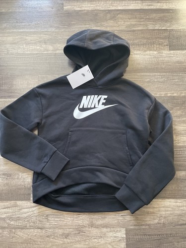 Nike Girls Sportswear Club Fleece Pullover Hoodie Sweatshirt NEW Black Sz Medium - Picture 7 of 12