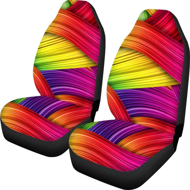 2 Pcs Set Tiedye Design Universal Car Seat Covers Front Seats Only for