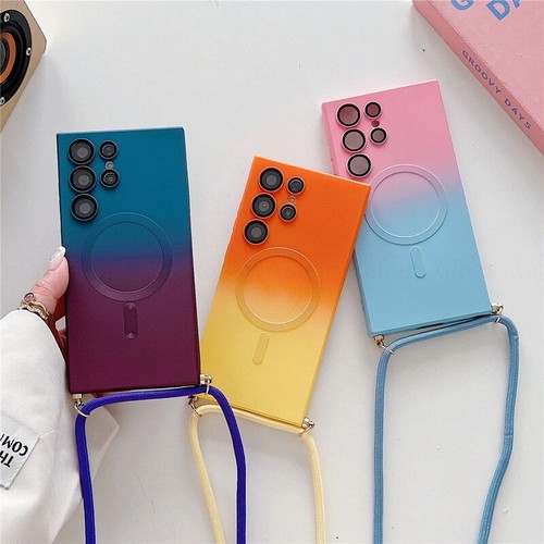 Gradient Crossbody Lanyard MagSafe Case For Samsung S24 S23 S22 Ultra Slim Cover - Picture 11 of 17