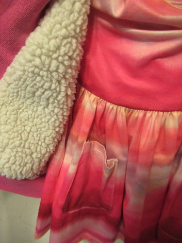 P7(1) Girls Size 6-12 Month 2 Piece Set Rose Long Sleeve Dress and a Pink Hoodie - Picture 2 of 7