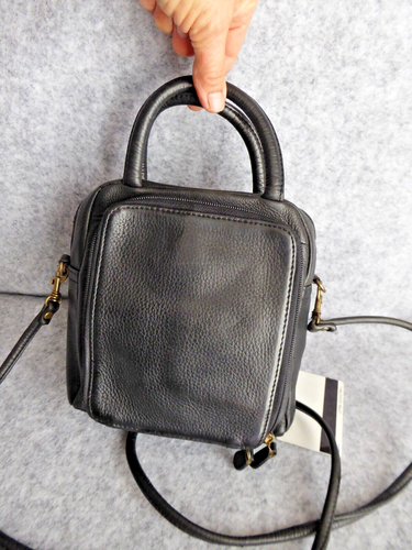 FOSSIL petit Sac pochette anses et bandoulière multipoches cuir Noir TBE - Picture 5 of 10