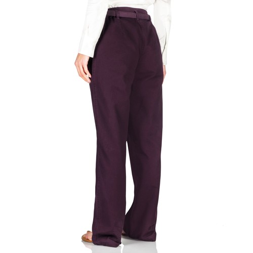 New Ladies Casual Trousers Womens Wide Leg Mid Waisted Cotton Elasticated Waist - Picture 3 of 77