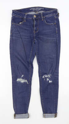 American Eagle Outfitters Damen blau Baumwollmischung Jegging Jeans Größe 8 L26