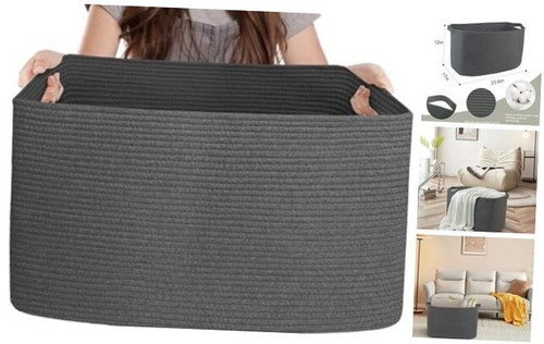 Extra Large Rope Basket, 23.6" x 17" x 12" Rectangle Wicker Baby Laundry