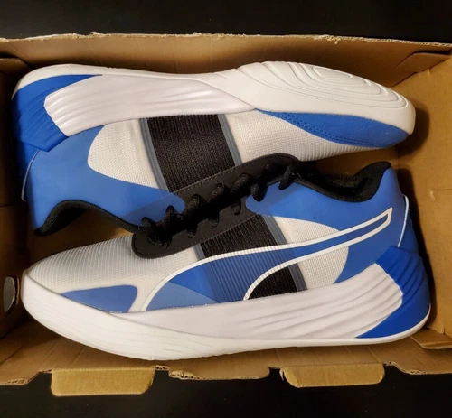 Puma Fusion Nitro Team White Blue Mens 8 Basketball Athletic Shoes 377035 03