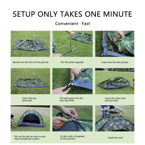 Outdoor Camping Tent for 1-2 Person Single Layer Waterproof Hiking - Picture 11 of 18