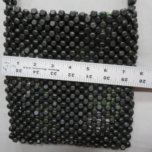 Tommy Bahama Collection 18 Black Beade Wooden Crossbody Shoulder Bag 29"Long - Picture 6 of 10