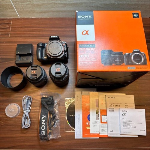 SONY α55 Double Lens Kit SLT-A55VK 1185 From Japan - Picture 3 of 20