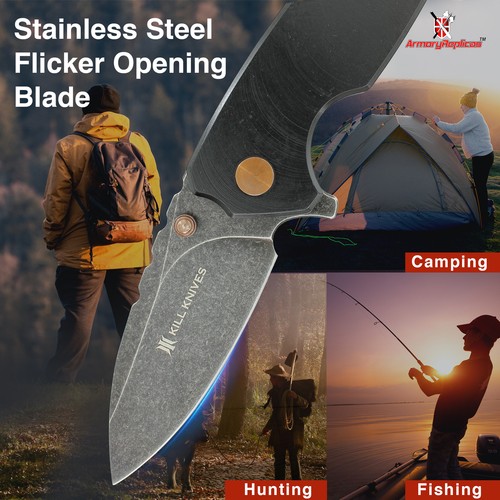 High Quality D2 Steel Ball Bearing Assisted Folding Pocket black Knife - Picture 7 of 7