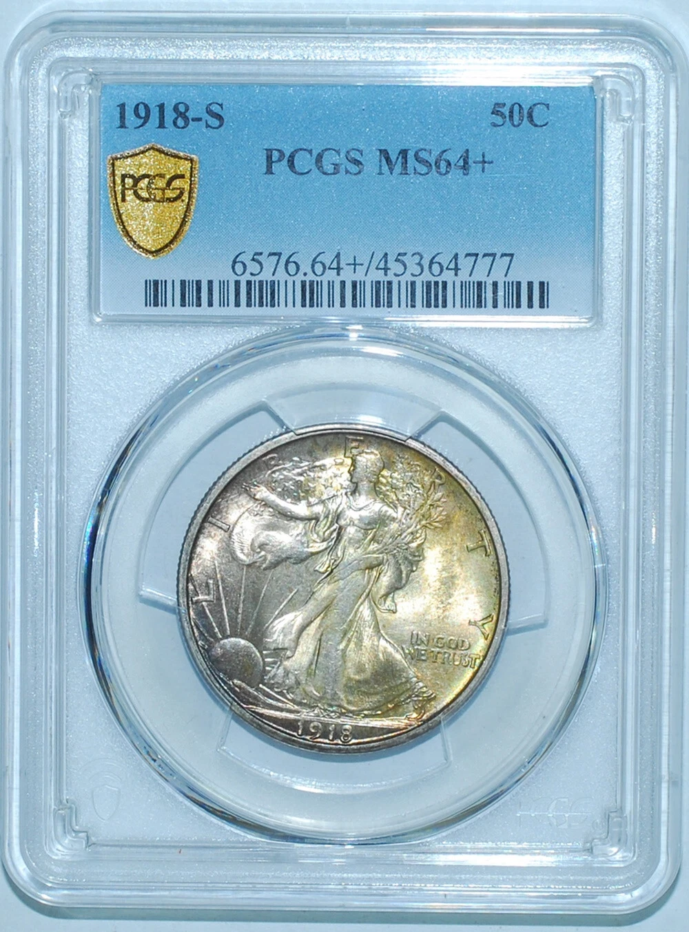 1918 S PCGS MS64+ Walking Liberty Half Dollar