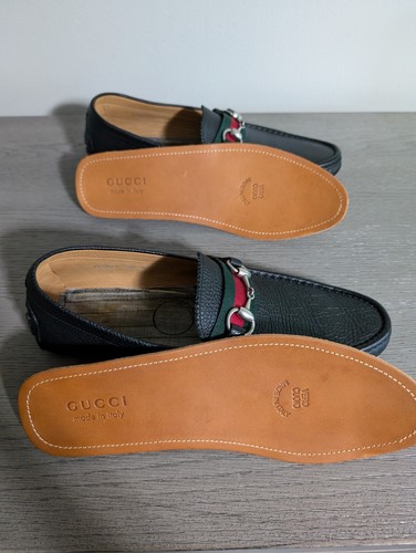 2 Left GUCCI DAMO Men’s Leather Web Stripe/ Bit Black Loafer 8.5 READ DESCRIPT - Picture 8 of 10
