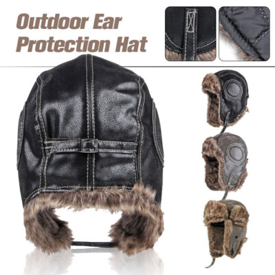 NWT - Rag & Bone Cozy Pilot Cap Gray Leopard Faux Shearling Aviator Size: S/M Winter Men Women Pilot Aviator Hat Faux Fur Leather Snow Cap  main image 4