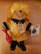 RARE 11" PADDINGTON BEAR EDEN TOYS TAG YELLOW COAT RED UMBRELLA BLACK BOOTS
