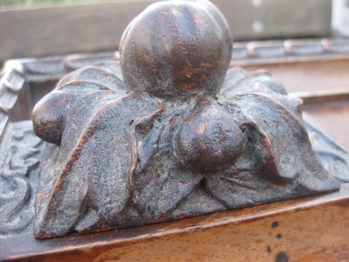 Large Antique Desk Tidy / Pen Holder ~ Carved Wood ~ Fruit Finial Lids - Picture 12 of 18