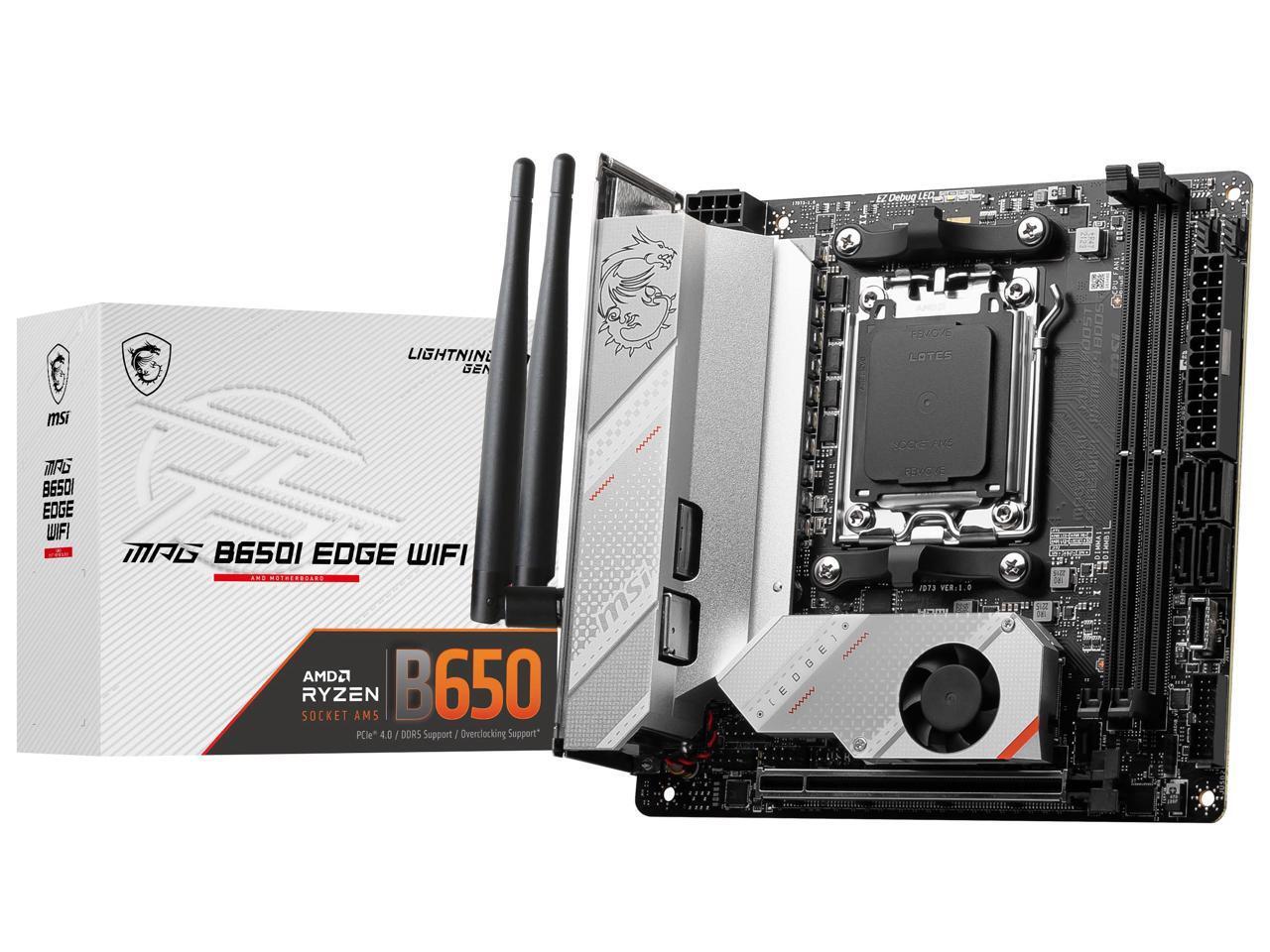 MSI MPG B650I EDGE WIFI AM5 AMD B650 SATA 6 Гб/сек. DDR5 Ryzen 7000 Mini ITX