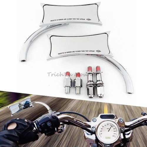 Universal 8mm/10mm Chrome Rearview Side Mirrors for Harley Suzuki Honda Indian - Picture 1 of 24