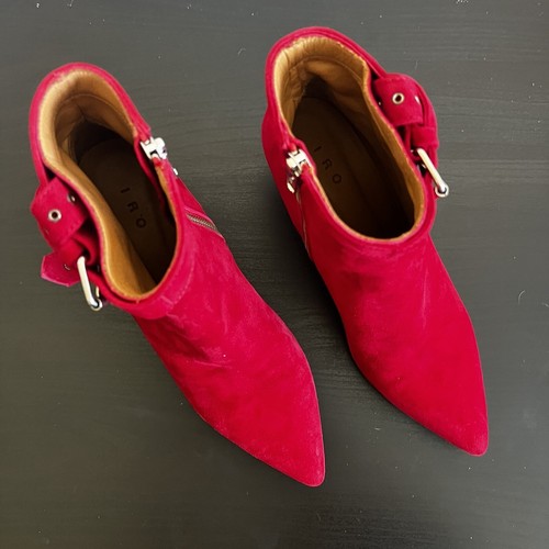 IRO LINAC Ankle Boots In Red Womens Size Eu 39 / US 8 - 8.5 New In Box - Picture 11 of 18
