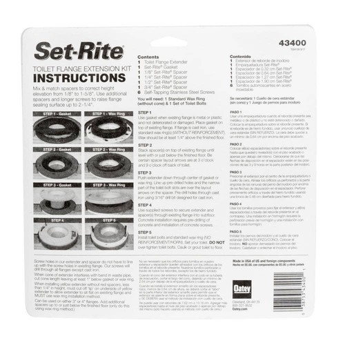 Oatey Toilet Flange Extender Kit 1/4 In. - 1-5/8 In. Height During Repairs New - Picture 6 of 24