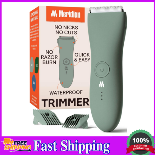 MERIDIAN Body Hair Trimmer for Men–Waterproof,Rechargeable,Safe for Groin,Bikini
