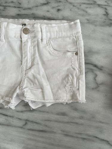 Cotton On Kids Jean Shorts Girls sz 8 White Denim Distressed Stretch Adj Waist - Bild 4 von 7