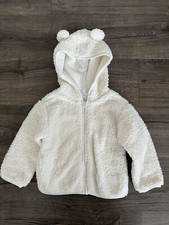 Baby Gap Cozy Lined Ivory Sherpa Bear Hooded Jacket Size 4t Toddler