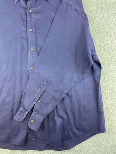 Ralph Lauren Vintage 90s Chaps Denim Shirt 1XB Men's Navy Blue Long Sleeve - Picture 6 of 10