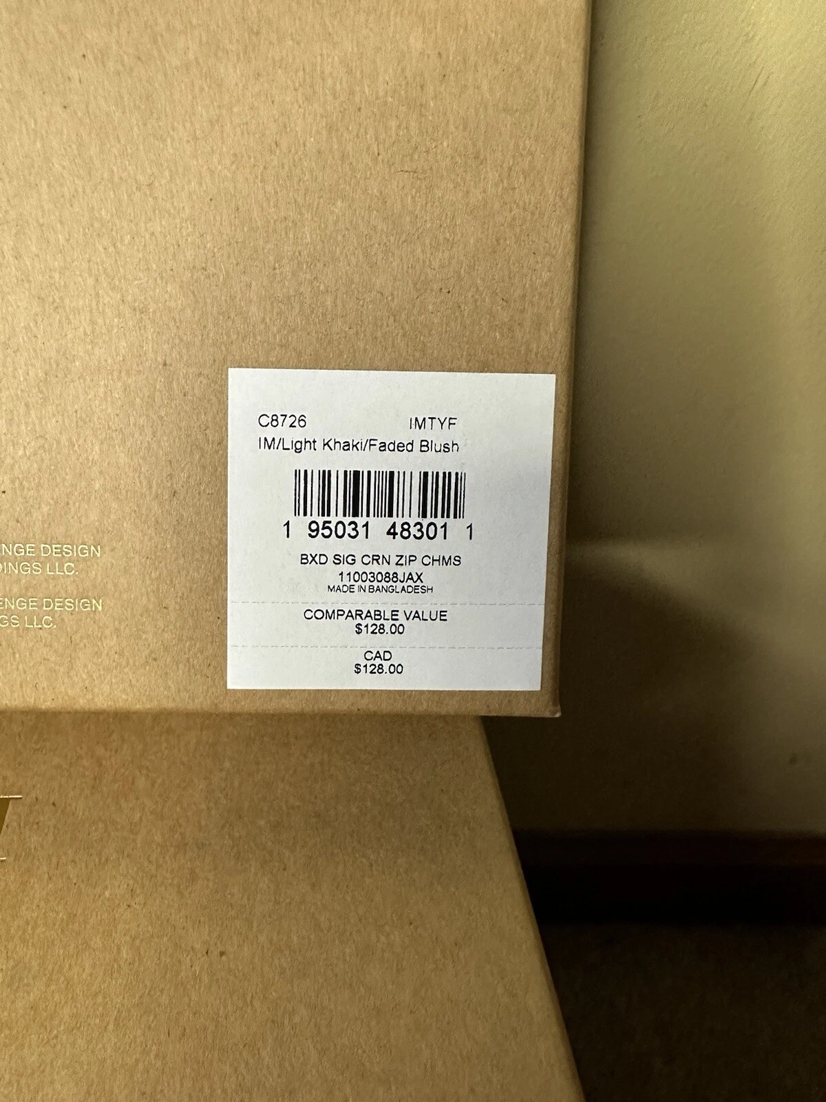 Bracciale Coach nuovo con scatola con zip angolare e 2 ciondoli cachi chiaro blush sbiadito AUTENTICO