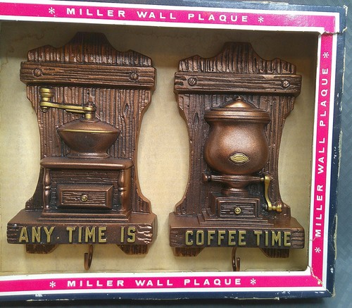 Vintage 1970s Miller Wall Plaque Any Time Is Coffee Time M37 Cup Mug Holder Hook - Picture 3 of 13
