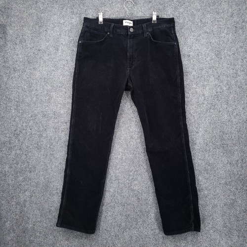 Wrangler Jeans Mens 34x30 Black Greensboro Regular Straight Leg Corduroy Stretch