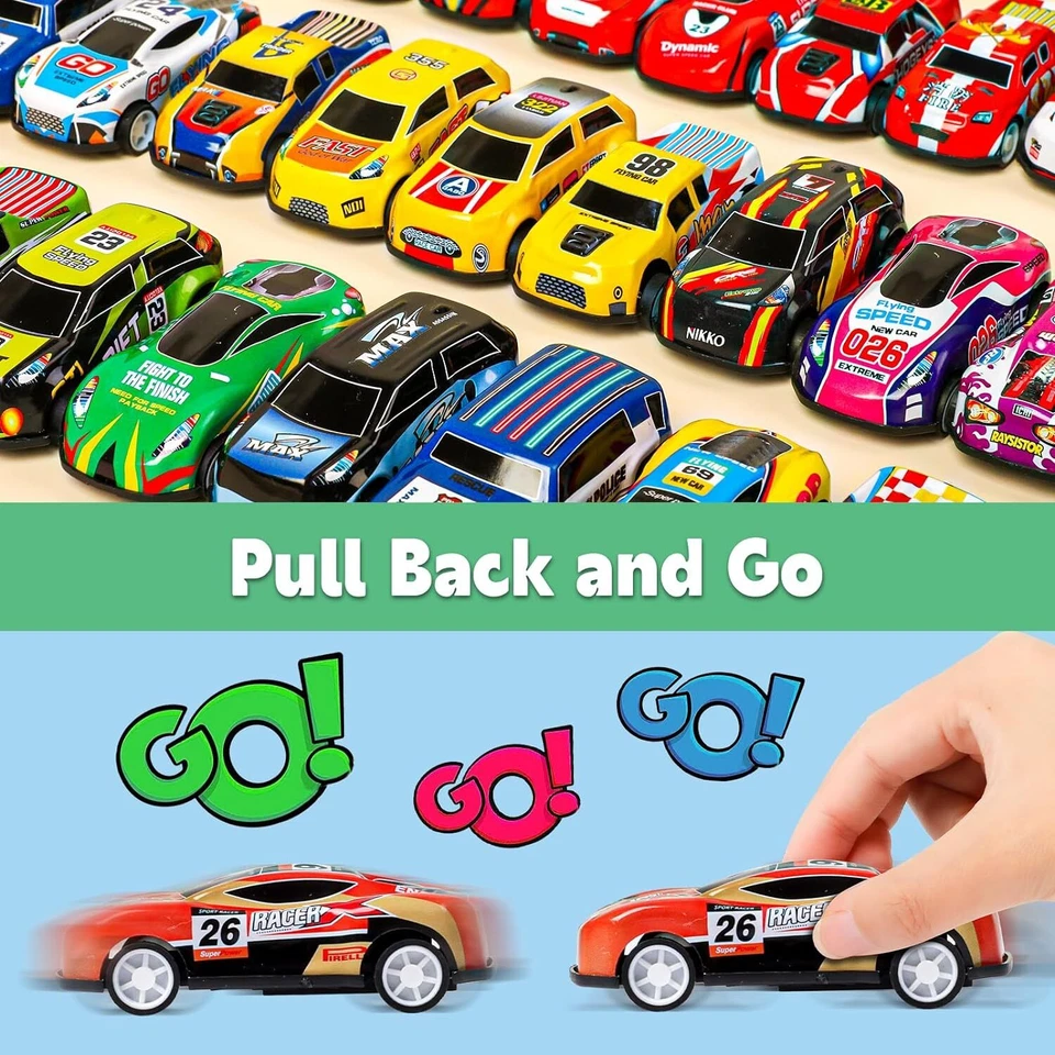 30 Piezas Coches Pull Back Favores de Fiesta para Niños 4-8 8-12, Mini Vehículos Juguete a Granel Foto 3 de 4