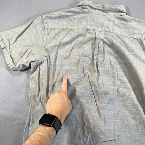Eddie Bauer Short Sleeve Button Up Shirt Mens M Grey Classic Fit Casual - Picture 5 of 7