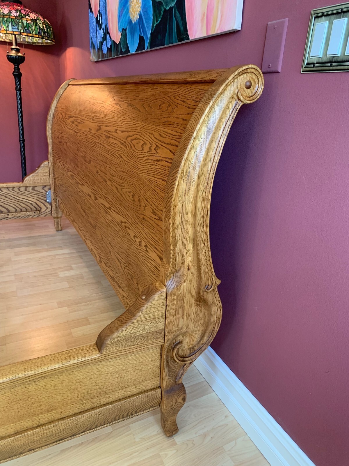 OAKWOOD INTERIORS VERSAILLES "SLEIGH BED" CALIFORNIA KING, SOLID CARVED