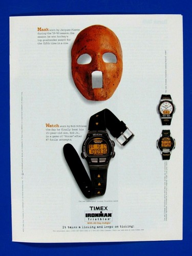 Timex 1997 Jacques Plante Maske - Ironman Triathlon Originaldruck Anzeige 8,5 x 11" - Bild 6 von 6