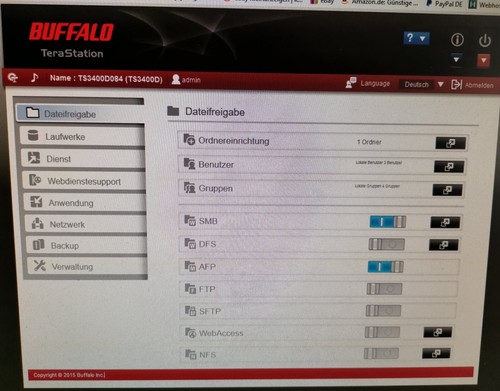NAS Buffalo TeraStation TS3400D mit 16 TB (4x4TB HDD WD40ezrx & WD4003ffbx) - Bild 6 von 9