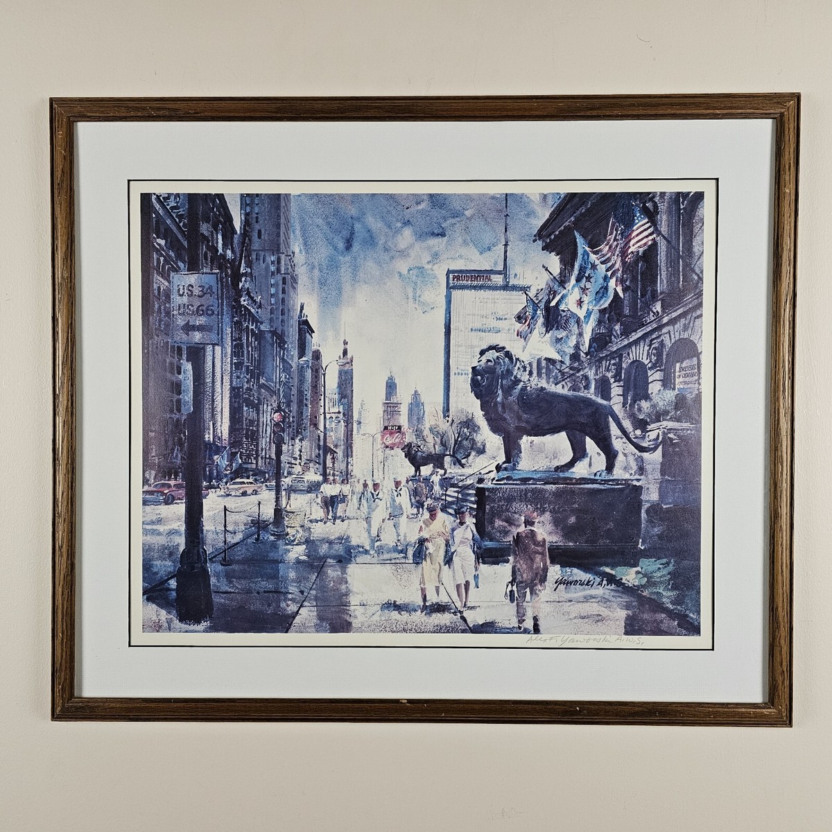 魅力的な Vintage Signed Alex Yaworski Art Print 25.5x21.5 Framed Art アート・デザイン・音楽