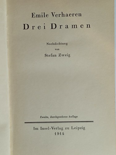 1801174 DREI DRAMEN von Emile Verharen - Nachdichtung von Stefan Zweig  - 1914 - Bild 3 von 4