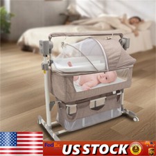 Adjustable Smart Baby Bassinet Height Bedside Music Cradle Baby Bed Crib 20kg US